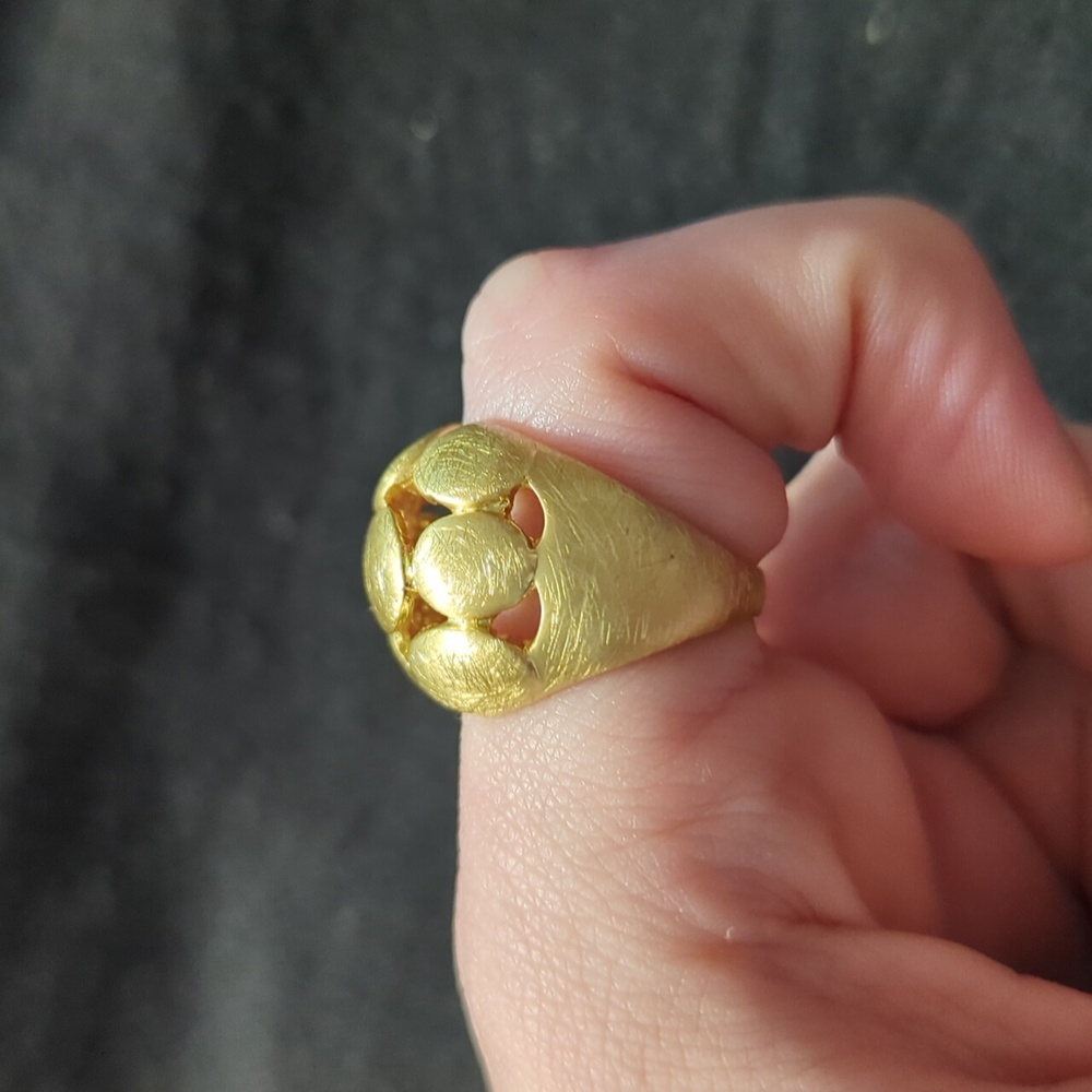 Solid Brass Domed Open Work Chunky Oversized Stat… - image 3